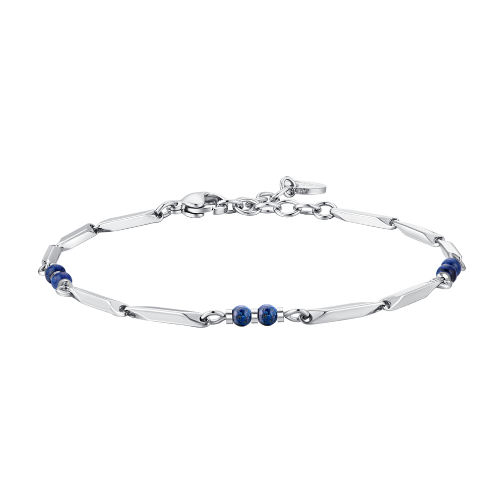 PULSERA DE ACERO PARA HOMBRE CON PIEDRAS LAPIS
