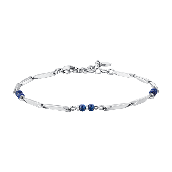 PULSERA DE ACERO PARA HOMBRE CON PIEDRAS LAPIS