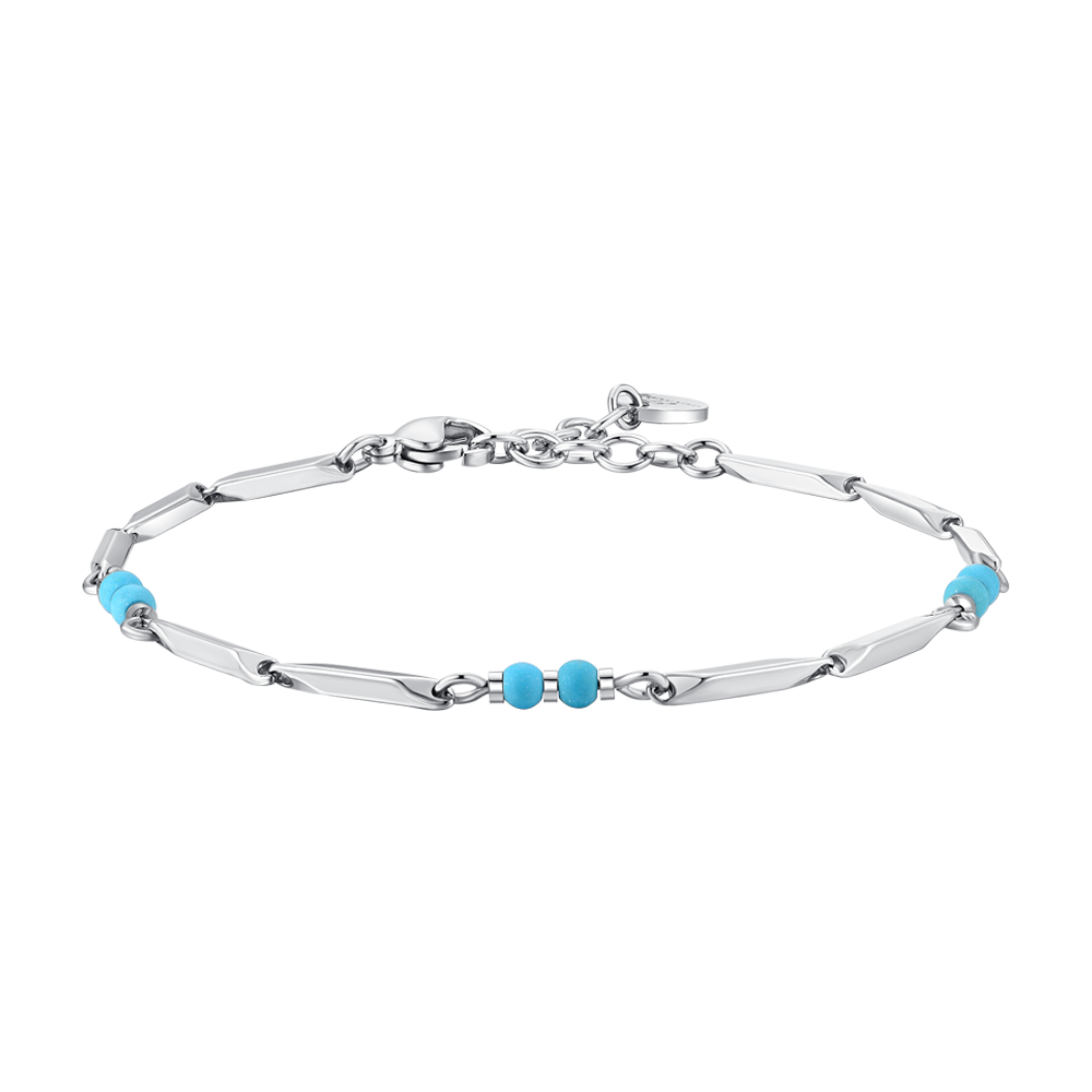 PULSERA DE ACERO PARA HOMBRE CON PIEDRAS DE TURQUESA