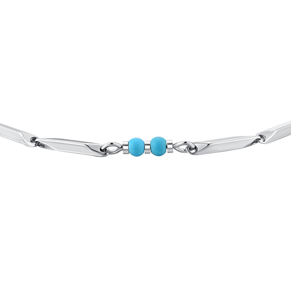 PULSERA DE ACERO PARA HOMBRE CON PIEDRAS DE TURQUESA