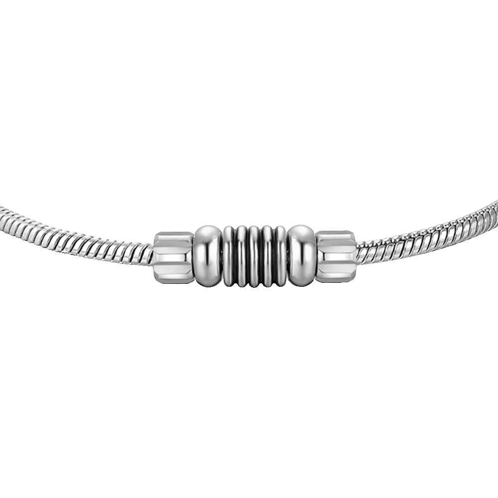 BRACCIALE UOMO IN ACCIAIO CON ELEMENTO CON SMALTO NERO