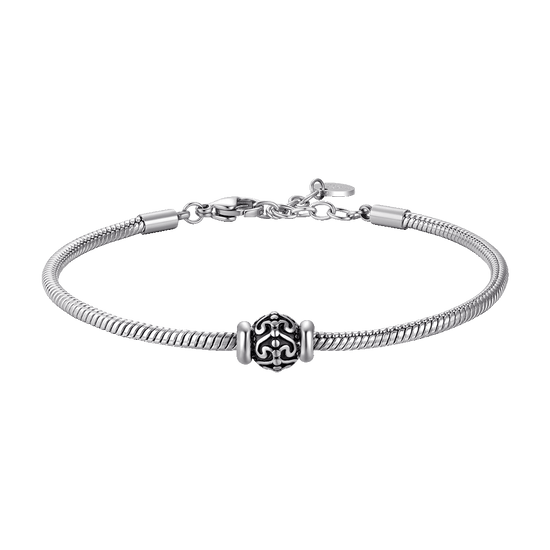 BRACCIALE UOMO IN ACCIAIO CON ELEMENTO CON SMALTO NERO