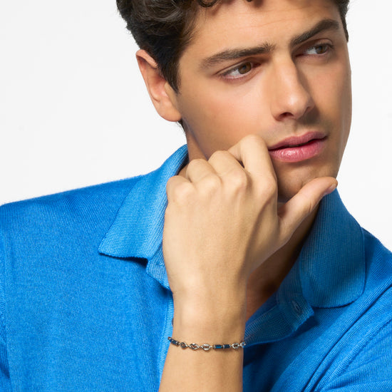 PULSERA DE ACERO PARA HOMBRE CON HEMATITES AZUL