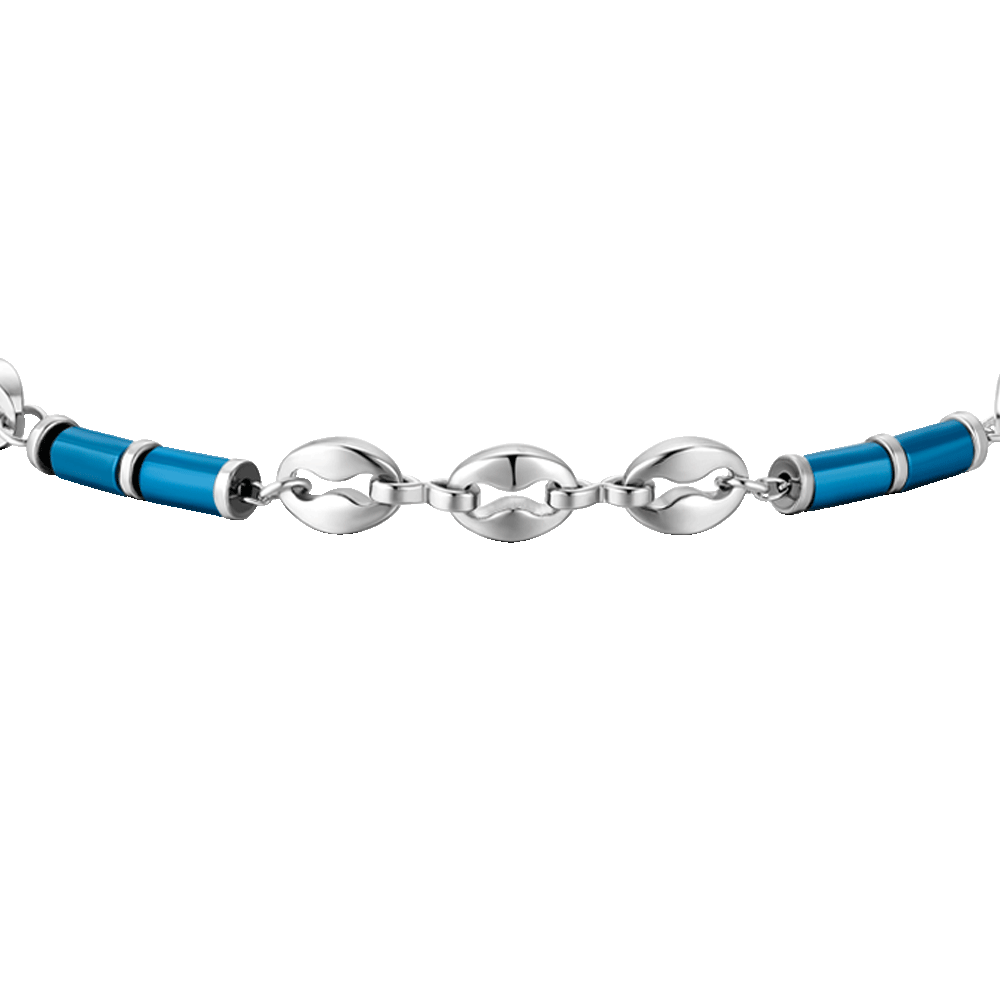 PULSERA DE ACERO PARA HOMBRE CON HEMATITES AZUL