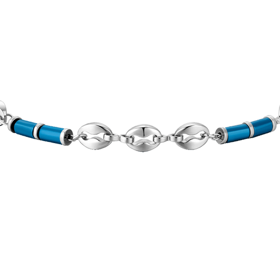 PULSERA DE ACERO PARA HOMBRE CON HEMATITES AZUL