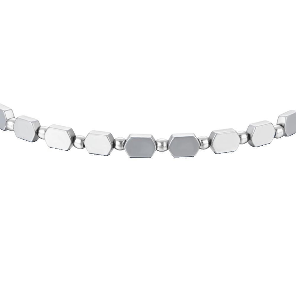 PULSERA DE ACERO PARA HOMBRE CON HEMATITA PLATEADA