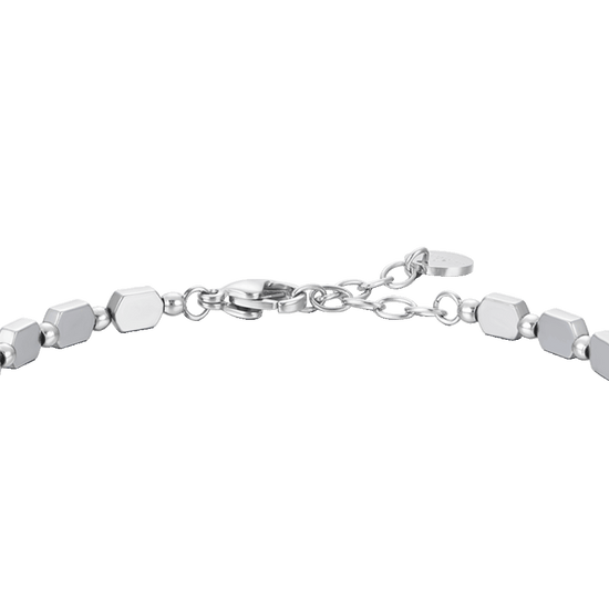 PULSERA DE ACERO PARA HOMBRE CON HEMATITA PLATEADA