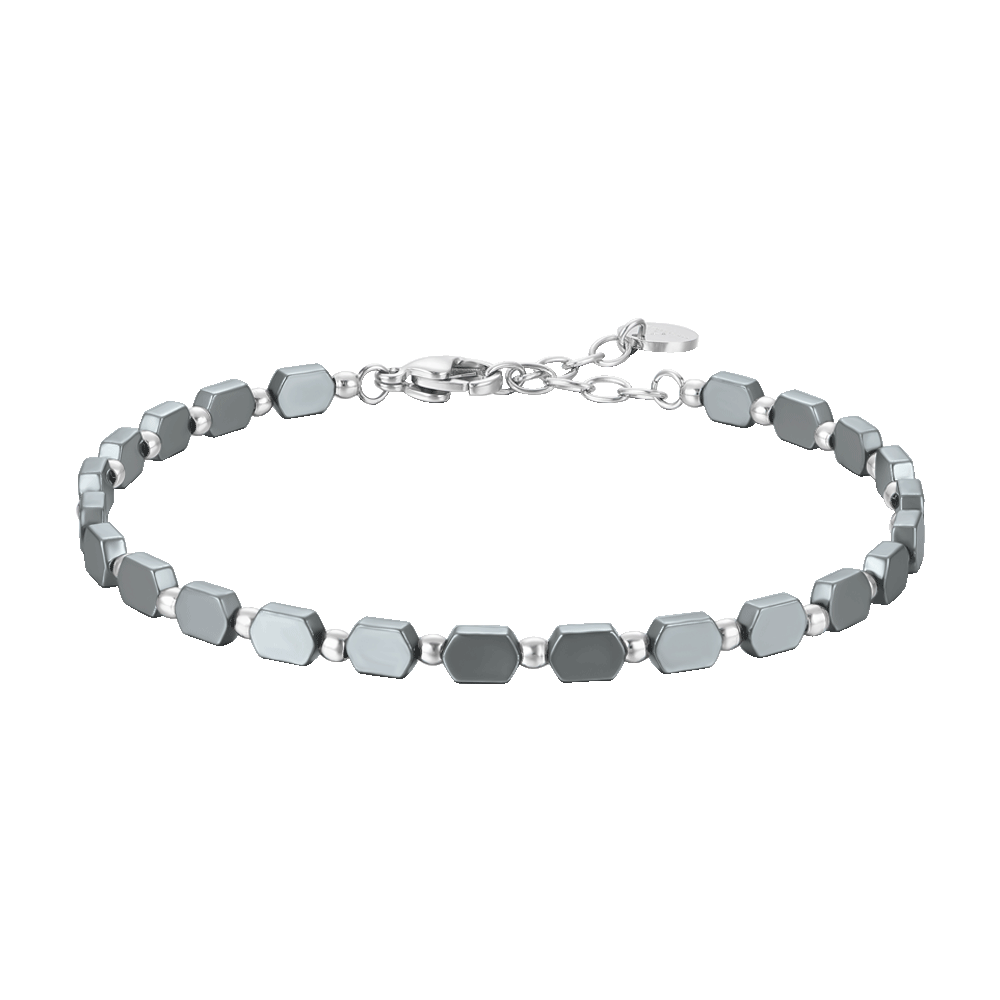 BRACCIALE UOMO IN ACCIAIO CON EMATITE GRIGIA