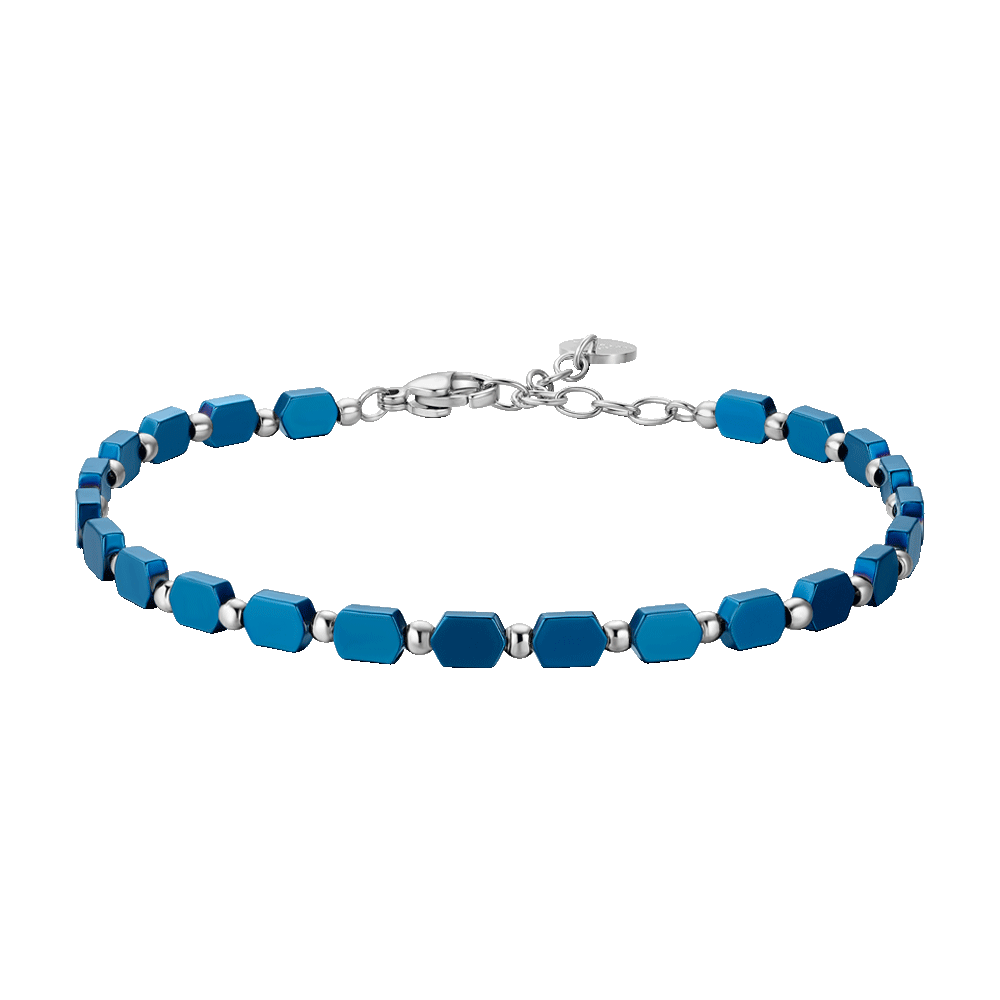 PULSERA DE ACERO PARA HOMBRE CON HEMATITES AZUL