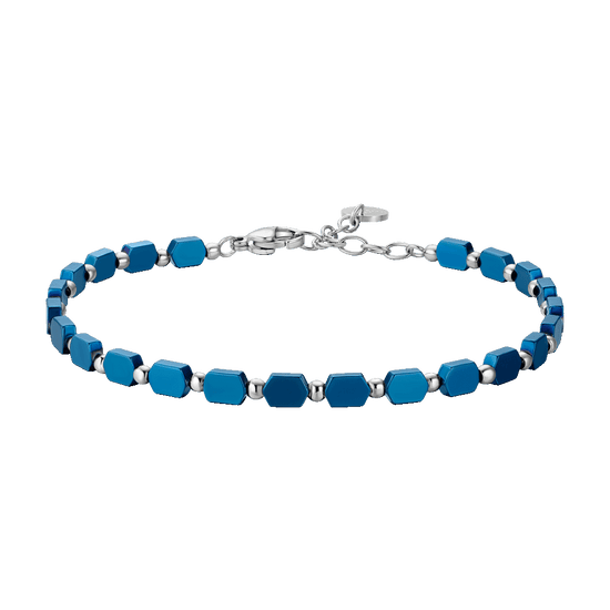 PULSERA DE ACERO PARA HOMBRE CON HEMATITES AZUL
