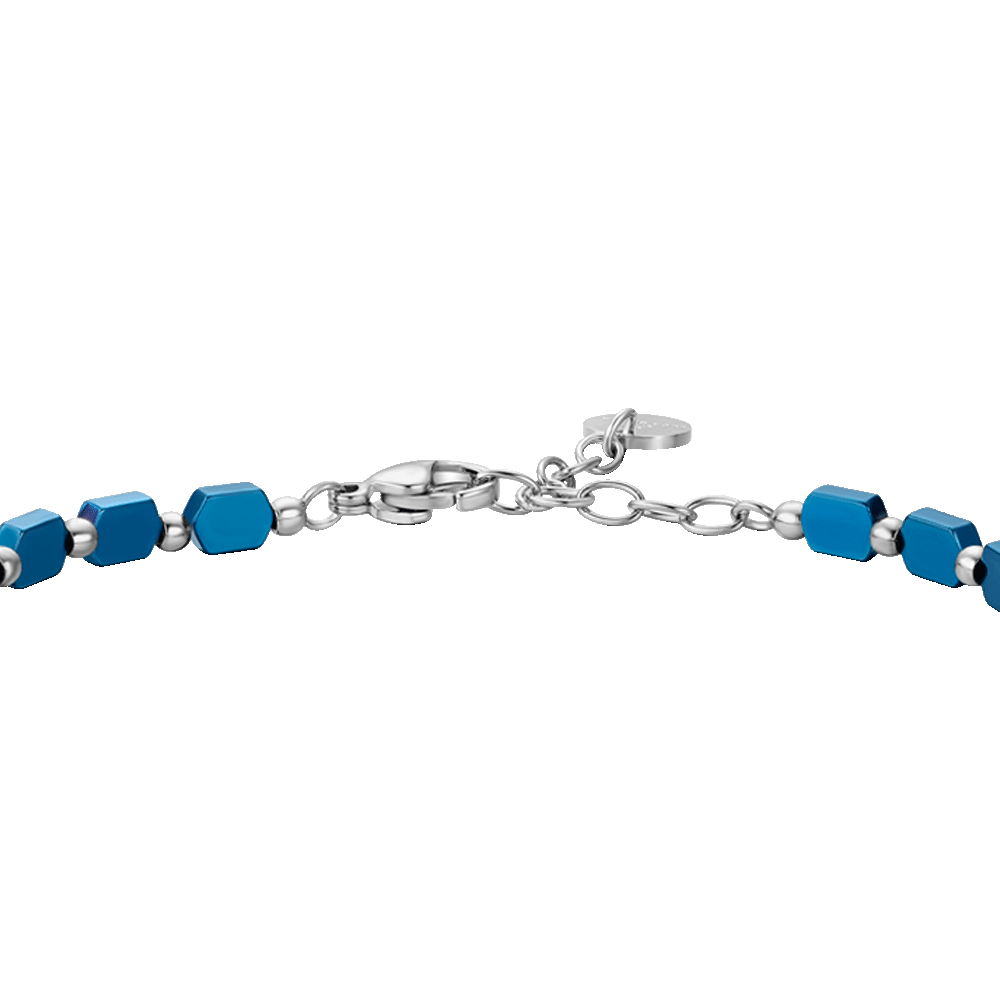 PULSERA DE ACERO PARA HOMBRE CON HEMATITES AZUL
