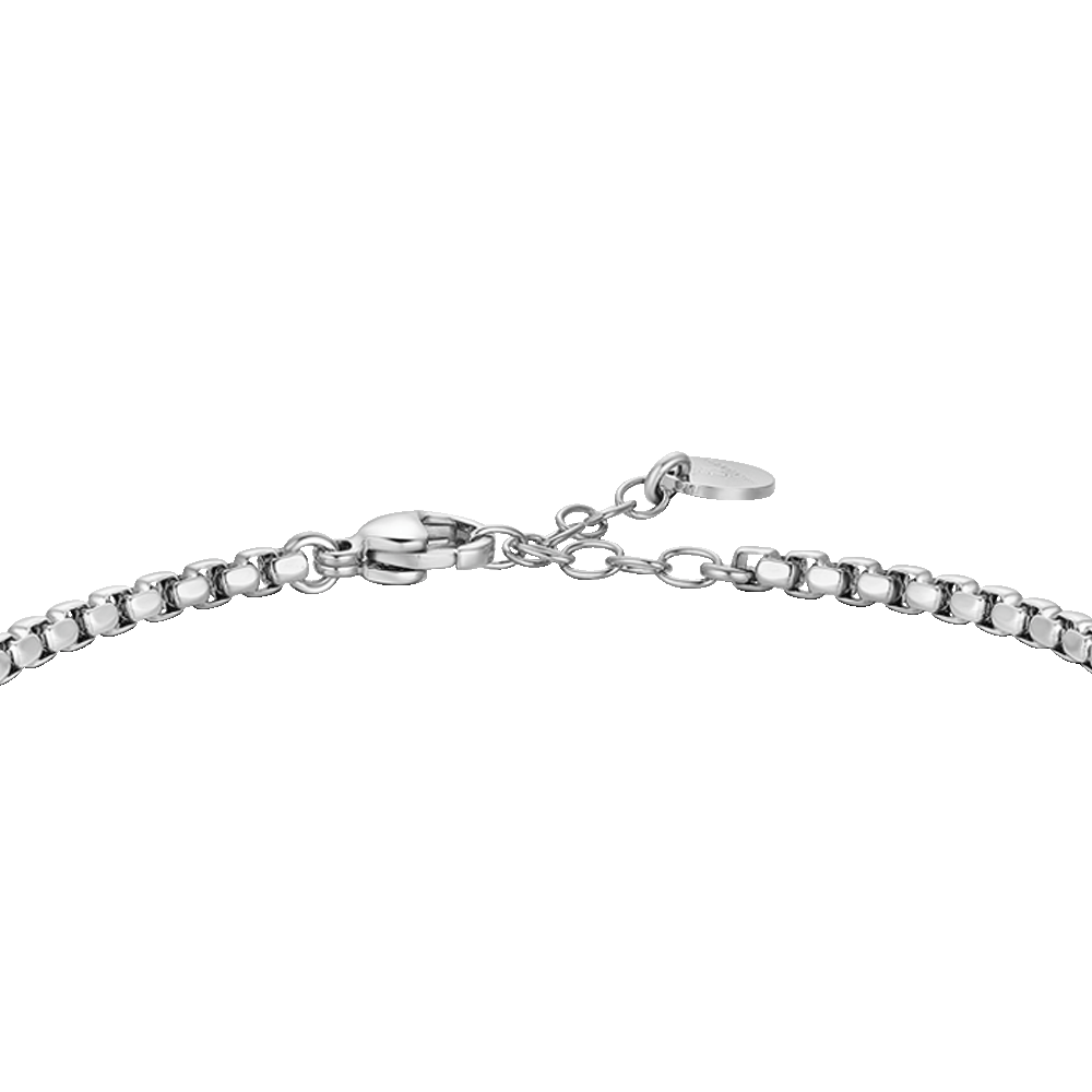 BRACCIALE TENNIS UOMO IN ACCIAIO CON ROSA DEI VENTI IP ROSE E ZIRCONI NERI