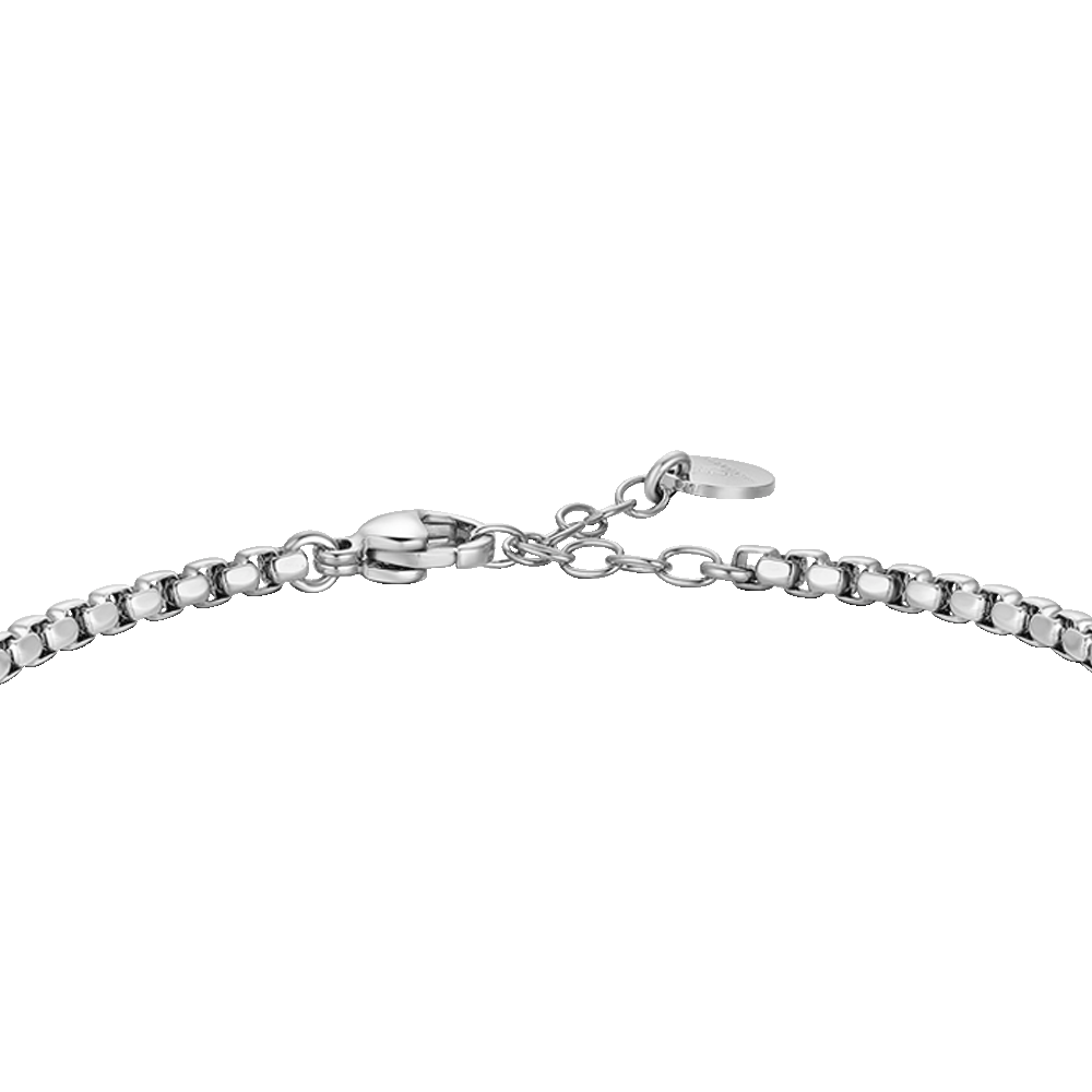 BRACCIALE TENNIS UOMO IN ACCIAIO CON INFINITO IP ROSE E ZIRCONI BIANCHI