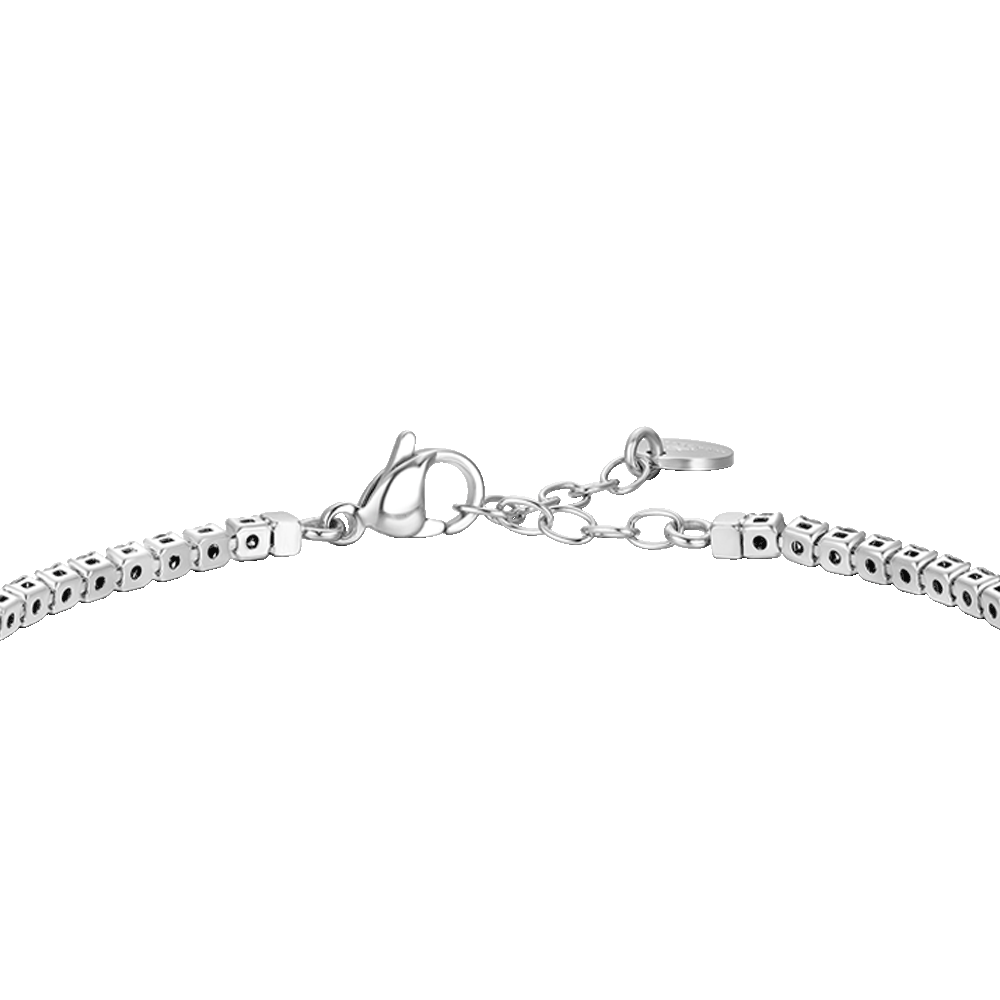 BRACCIALE TENNIS UOMO IN ACCIAIO CON CERAMICA NERA E ZIRCONI NERI