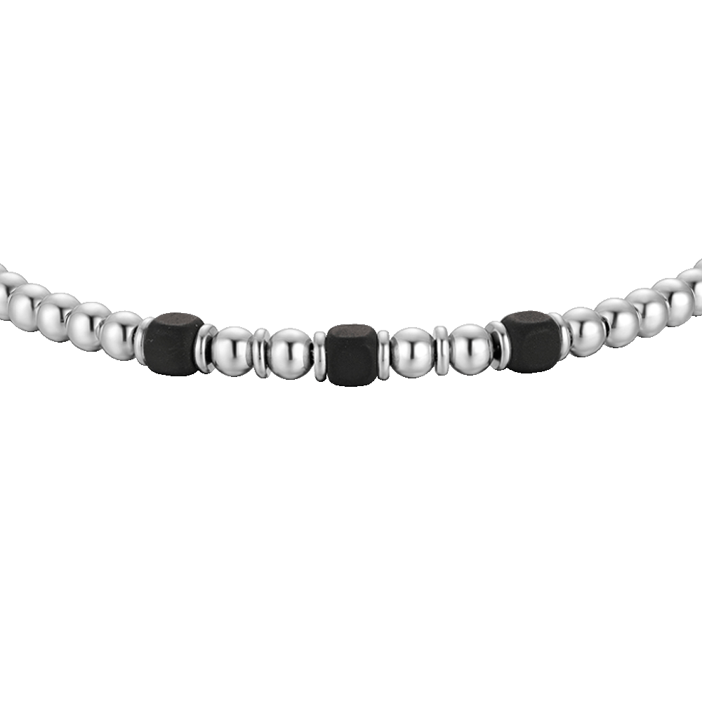 BRACCIALE UOMO IN ACCIAIO CON ELEMENTI IN EMATITE NERA