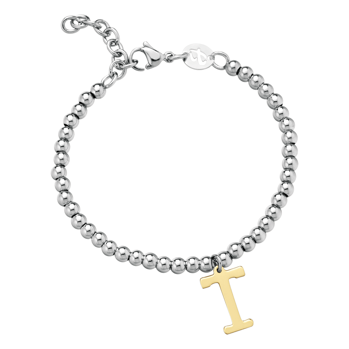 PULSERA DE ACERO GRANALLADO PARA MUJER CON LETRA T