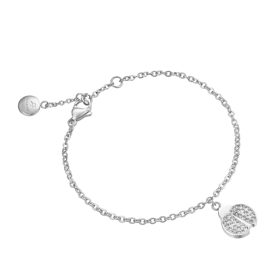 PULSERA DE ACERO PARA MUJER CON MARIQUITA Y CRISTALES BLANCOS