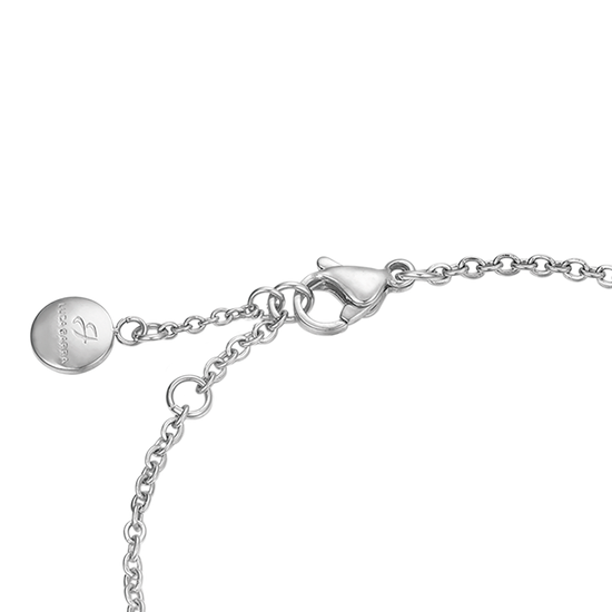 PULSERA DE ACERO PARA MUJER CON CORAZÓN PEQUEÑO Y CRISTALES BLANCOS