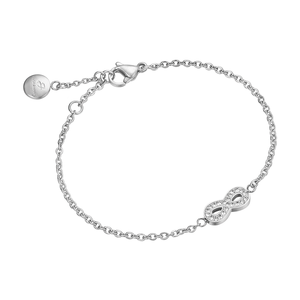 PULSERA DE ACERO PARA MUJER CON INFINITO Y CRISTALES