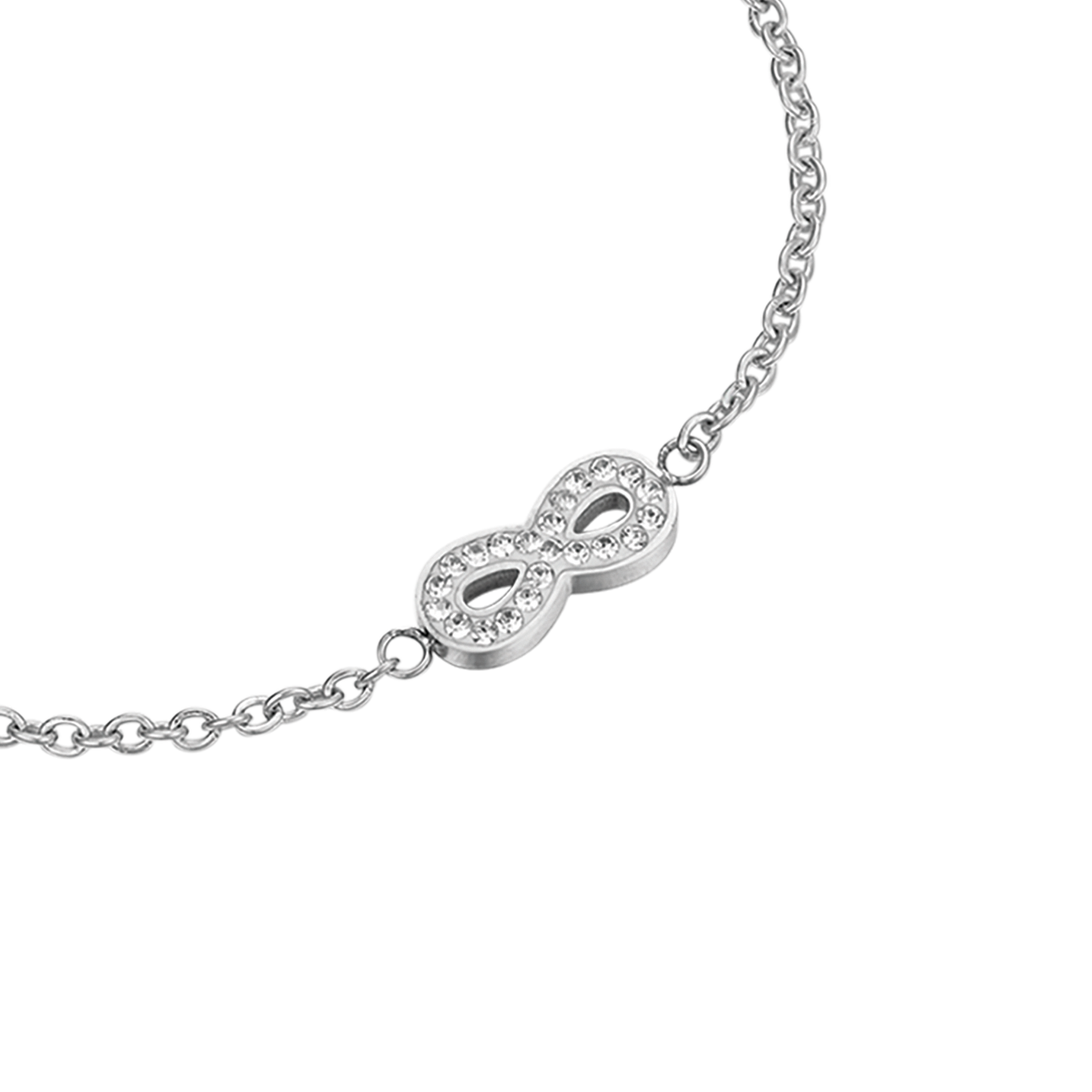 PULSERA DE ACERO PARA MUJER CON INFINITO Y CRISTALES