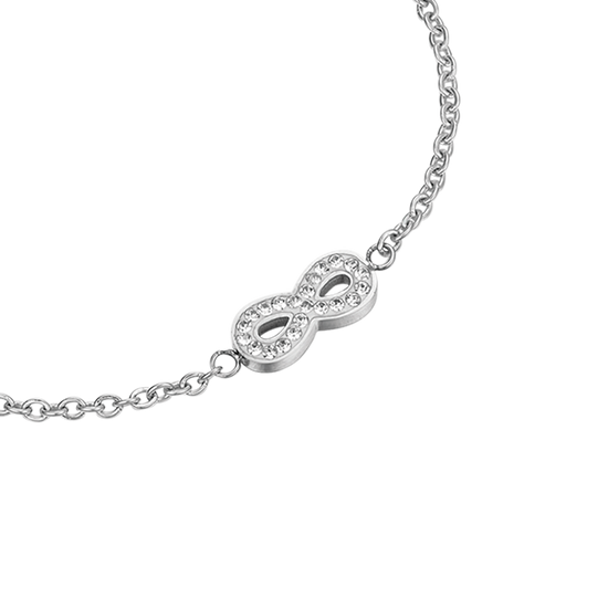 PULSERA DE ACERO PARA MUJER CON INFINITO Y CRISTALES