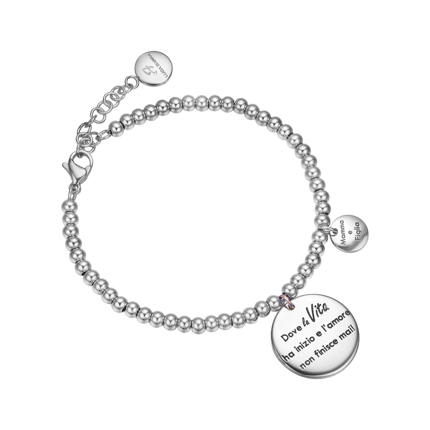 PULSERA DE ACERO "DONDE LA VIDA COMIENZA Y EL AMOR NUNCA TERMINA