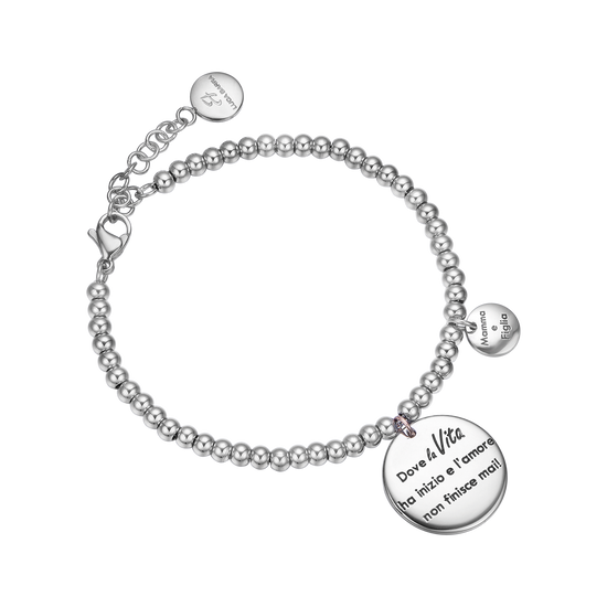 PULSERA DE ACERO "DONDE LA VIDA COMIENZA Y EL AMOR NUNCA TERMINA