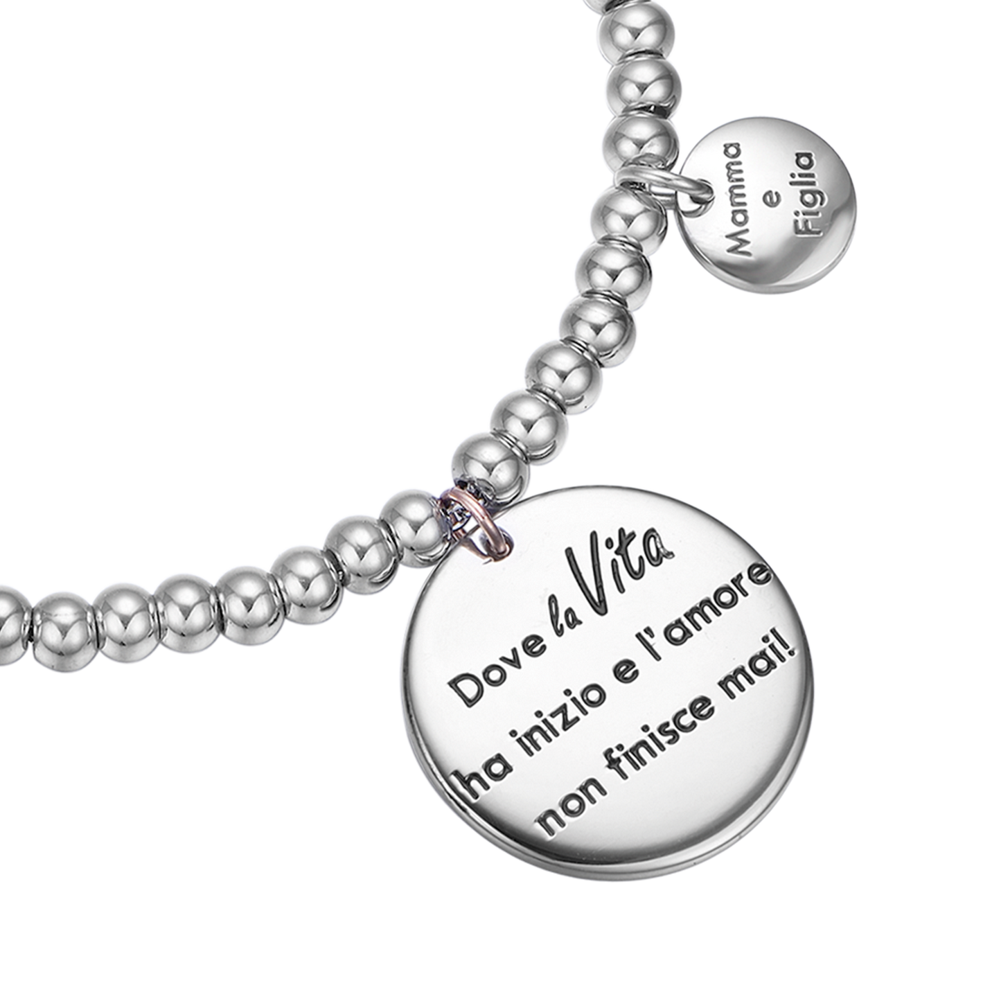 PULSERA DE ACERO "DONDE LA VIDA COMIENZA Y EL AMOR NUNCA TERMINA