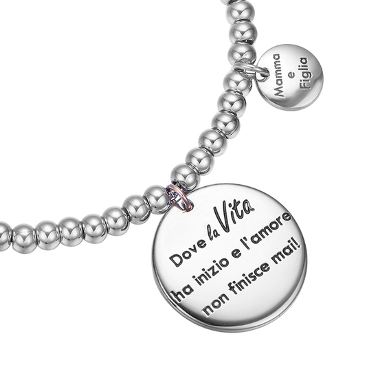 PULSERA DE ACERO "DONDE LA VIDA COMIENZA Y EL AMOR NUNCA TERMINA