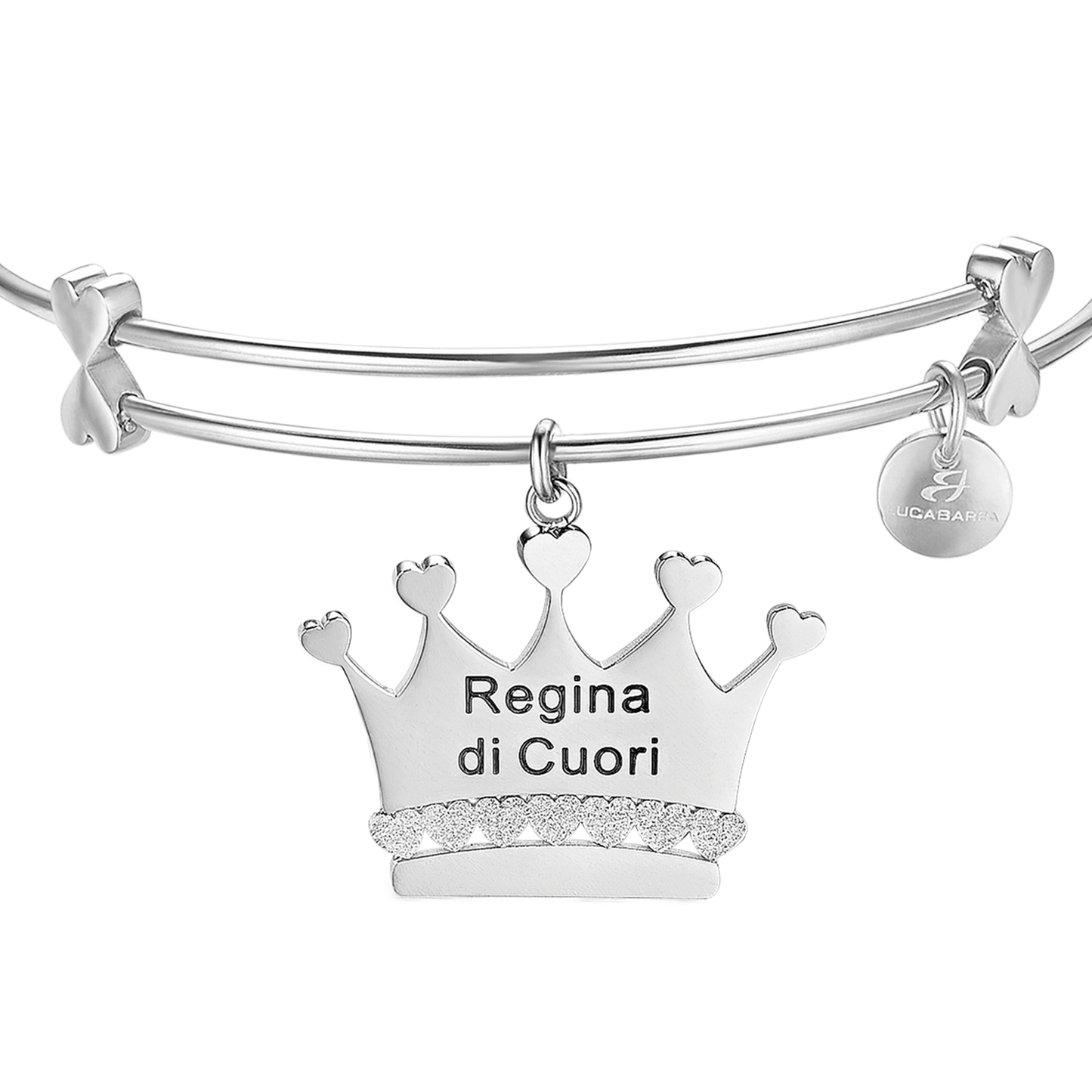 PULSERA DE ACERO CON CORONA E INSCRIPCIÓN "REINA DE CORAZONES