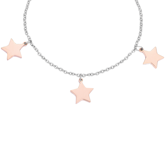 PULSERA DE ACERO CON ESTRELLAS ROSAS