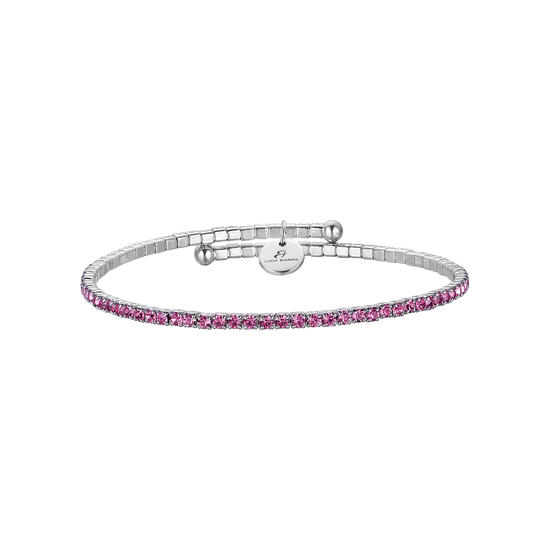 PULSERA DE METAL CON CRISTALES ROSA OSCURO