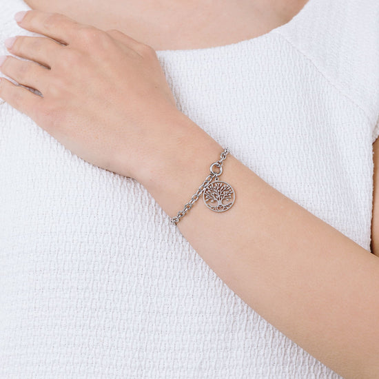 PULSERA DE ACERO PARA MUJER CON COLGANTE DEL ÁRBOL DE LA VIDA