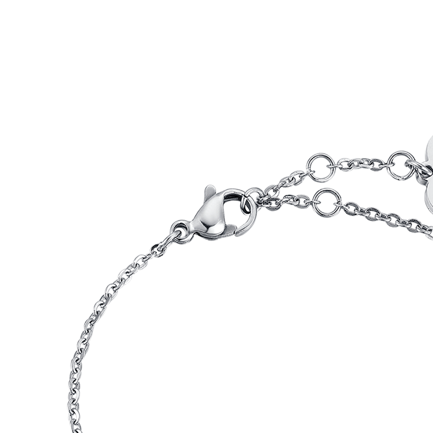 PULSERA DE ACERO, MARIPOSA CON PURPURINA BLANCA