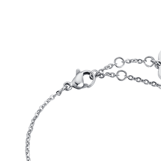 PULSERA DE ACERO, MARIPOSA CON PURPURINA BLANCA