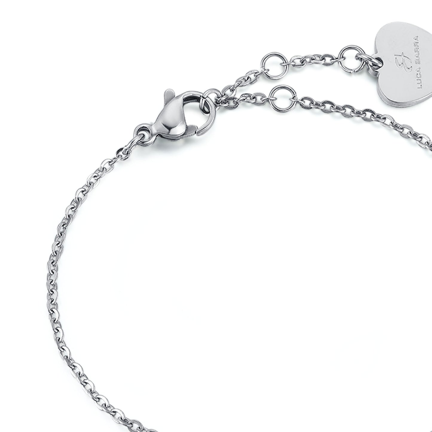PULSERA DE ACERO CORAZÓN GLITTER IP ROSE