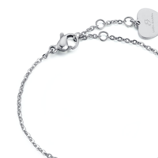 PULSERA DE ACERO CORAZÓN GLITTER IP ROSE