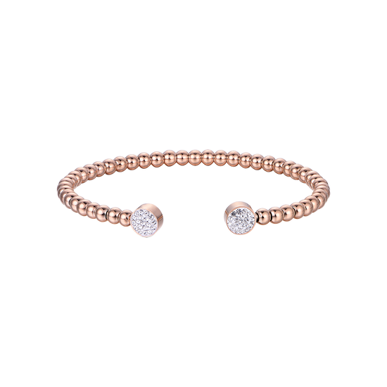 PULSERA IP ROSE DE ACERO CON CRISTALES BLANCOS
