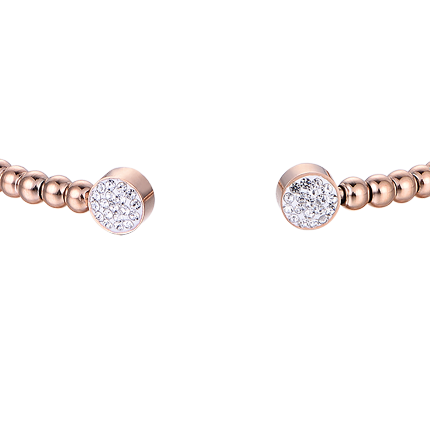 PULSERA IP ROSE DE ACERO CON CRISTALES BLANCOS