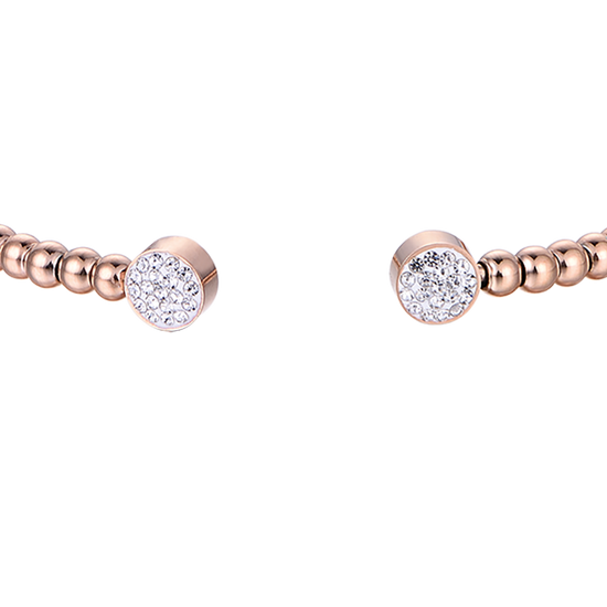 PULSERA IP ROSE DE ACERO CON CRISTALES BLANCOS