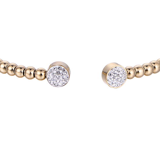 PULSERA DE ACERO DORADO CON CRISTALES BLANCOS