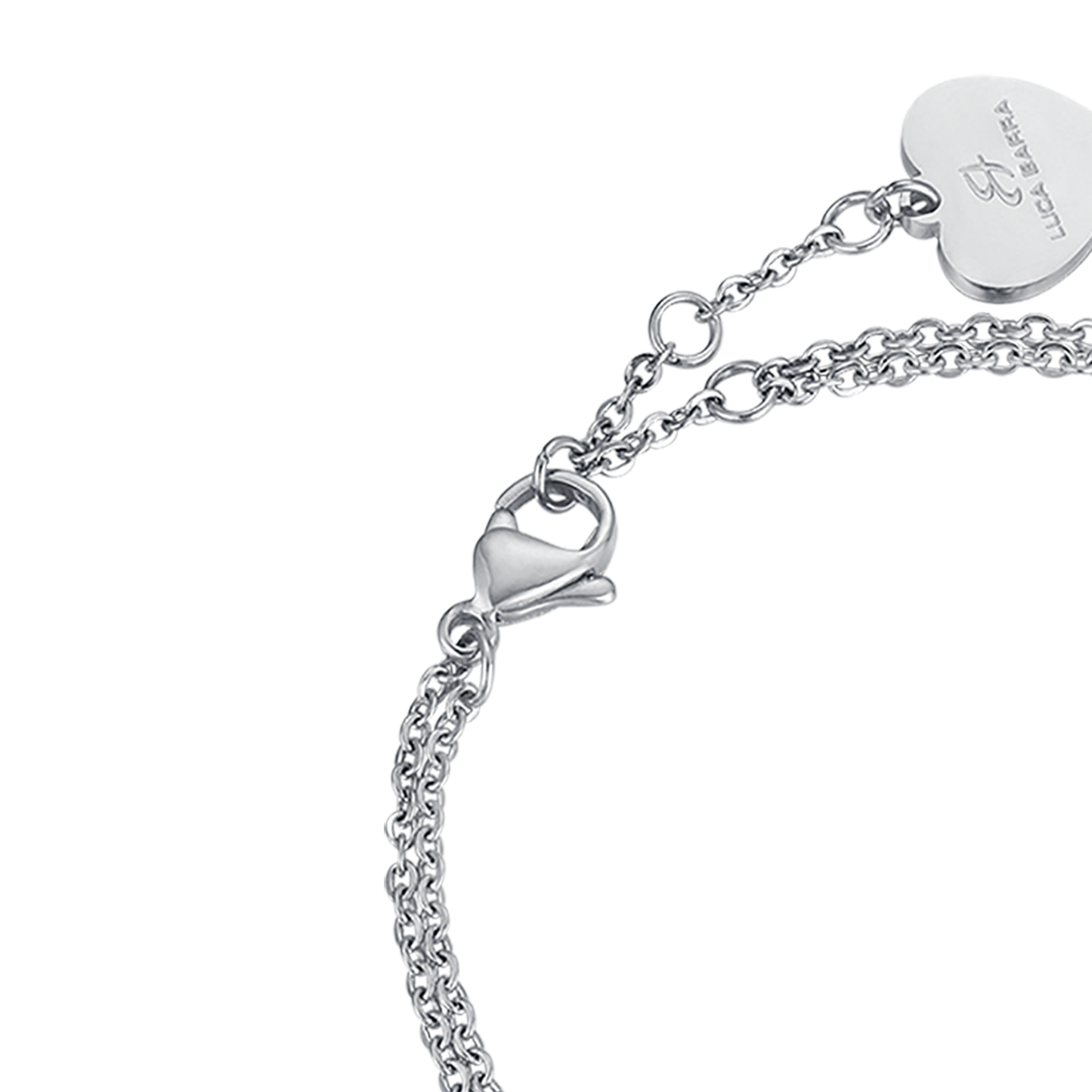 PULSERA DE ACERO CON CORAZONES Y PURPURINA DORADA IP