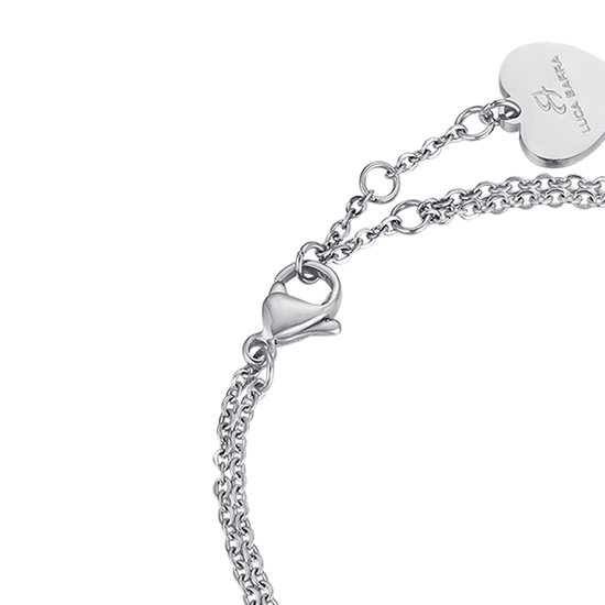PULSERA DE ACERO CON CORAZONES Y PURPURINA DORADA IP