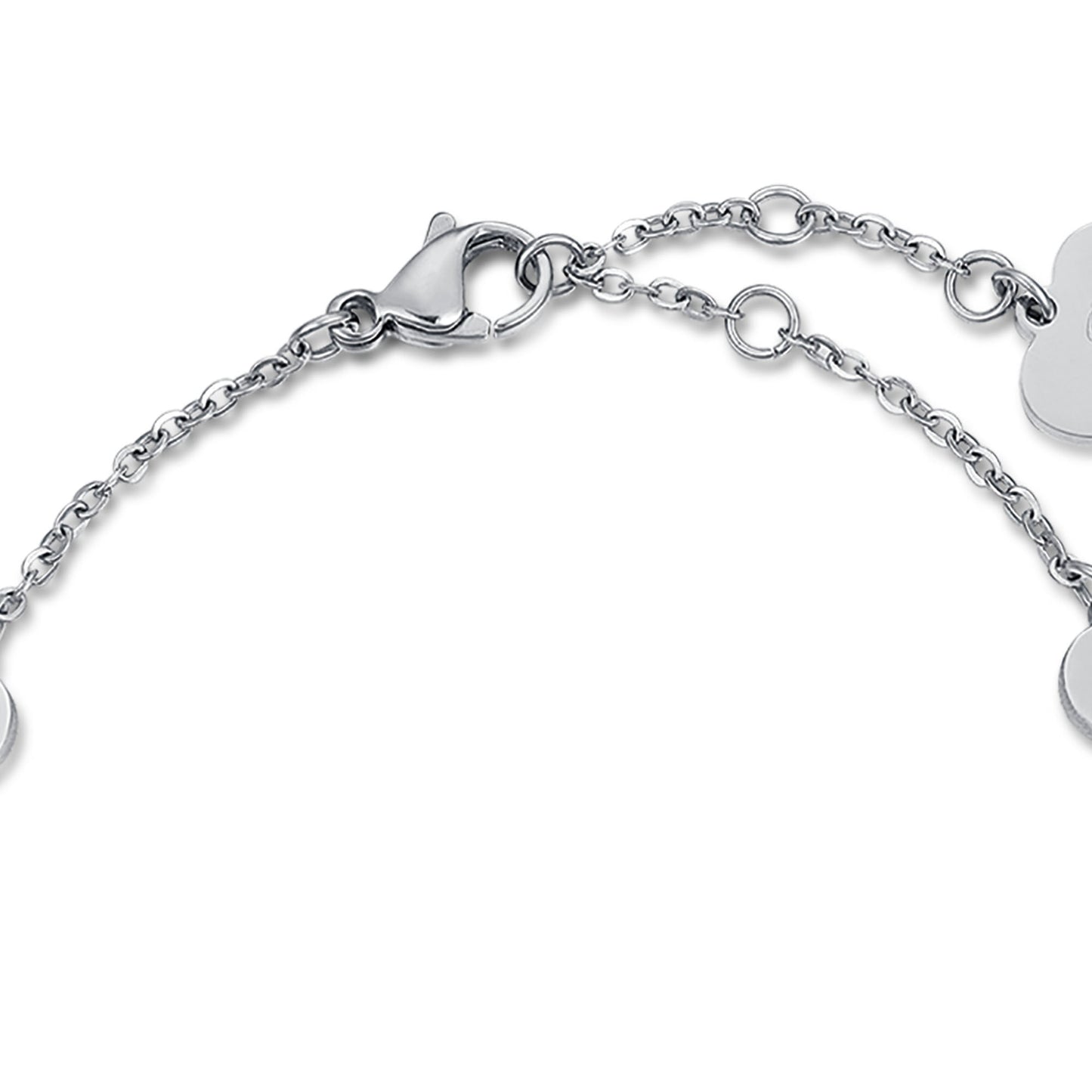 PULSERA DE ACERO CON PIEDRAS ROSAS