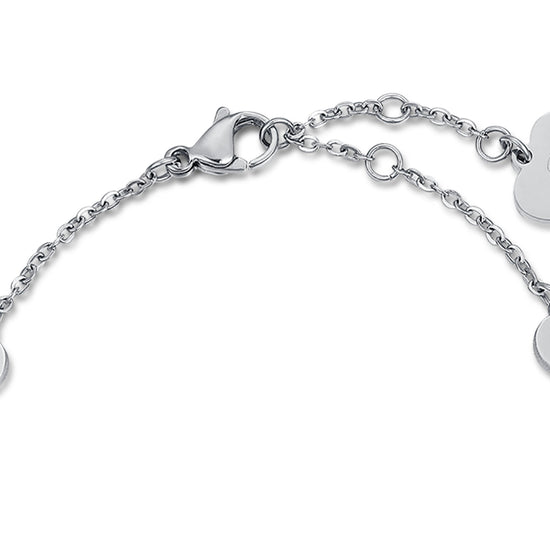 PULSERA DE ACERO CON PIEDRAS ROSAS