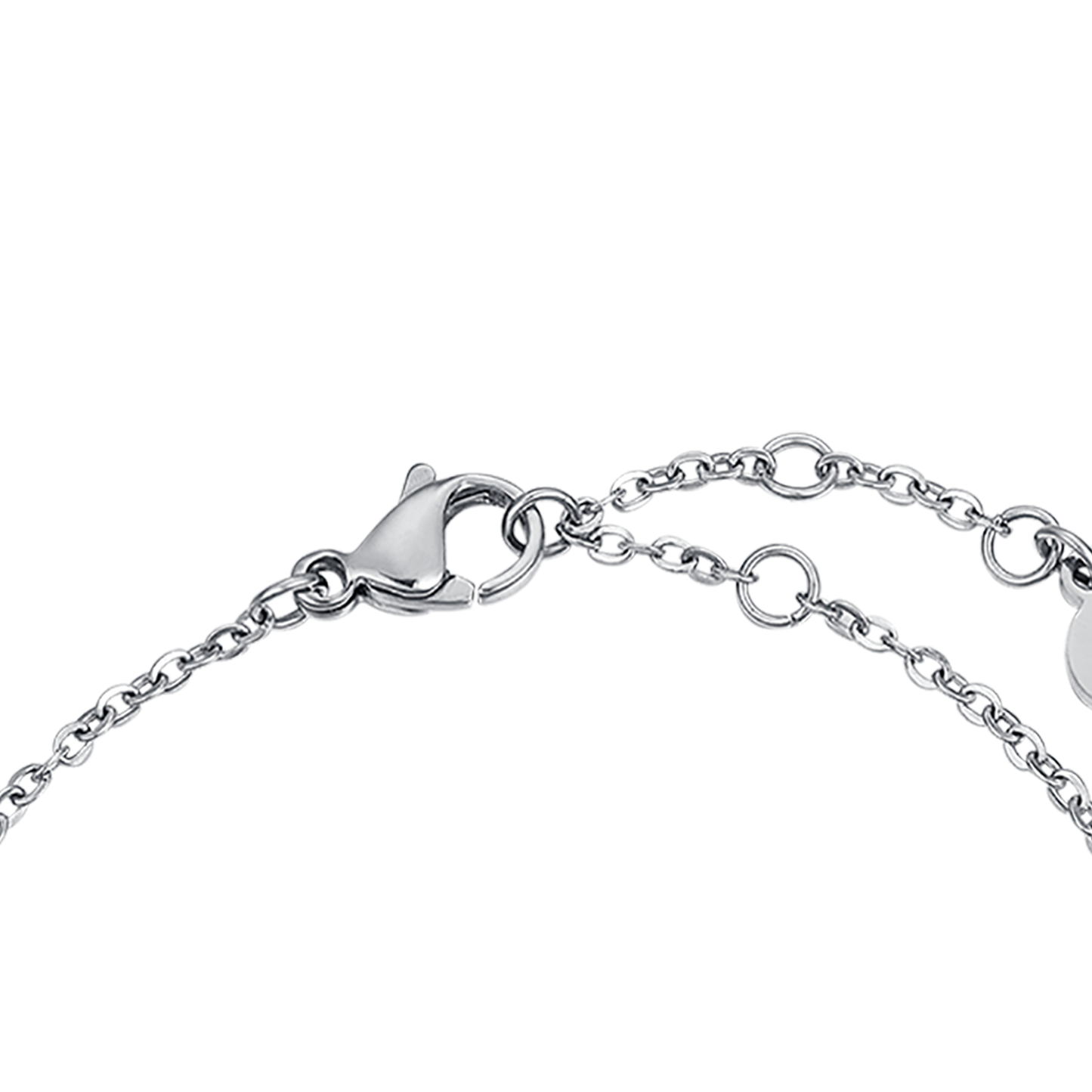 PULSERA DE ACERO CON PIEDRAS ROSAS