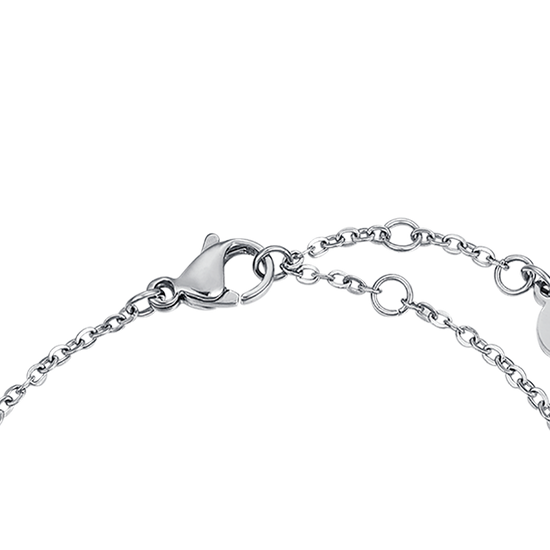 PULSERA DE ACERO CON PIEDRAS ROSAS