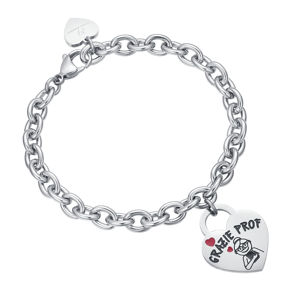 PULSERA DE ACERO PARA SEÑORAS CON CORAZÓN GRACIAS PROF.
