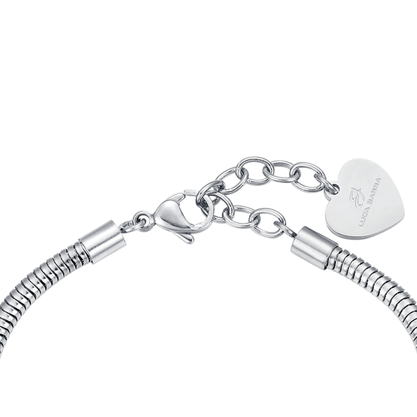 PULSERA DE ACERO PARA MUJER CON CORAZÓN Y CRISTALES BLANCOS