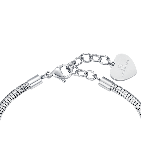 PULSERA DE ACERO PARA MUJER CON CORAZÓN Y CRISTALES BLANCOS